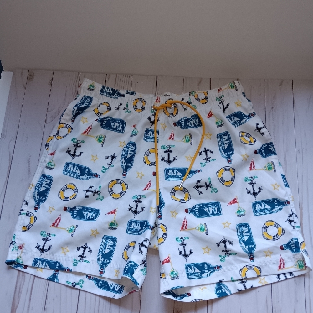 Lands' End Swim Trunks Shorts With Liner Men's Medium
